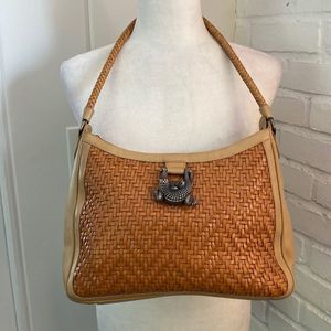 Elegant Tan Woven Shoulder Bag Barry Kieselstein Cord
